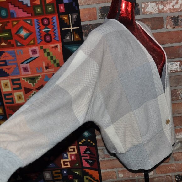 Vintage Tanjay Wool Blend Neutral Plaid Jacket 12 Union Made in Canada - Picture 7 of 12